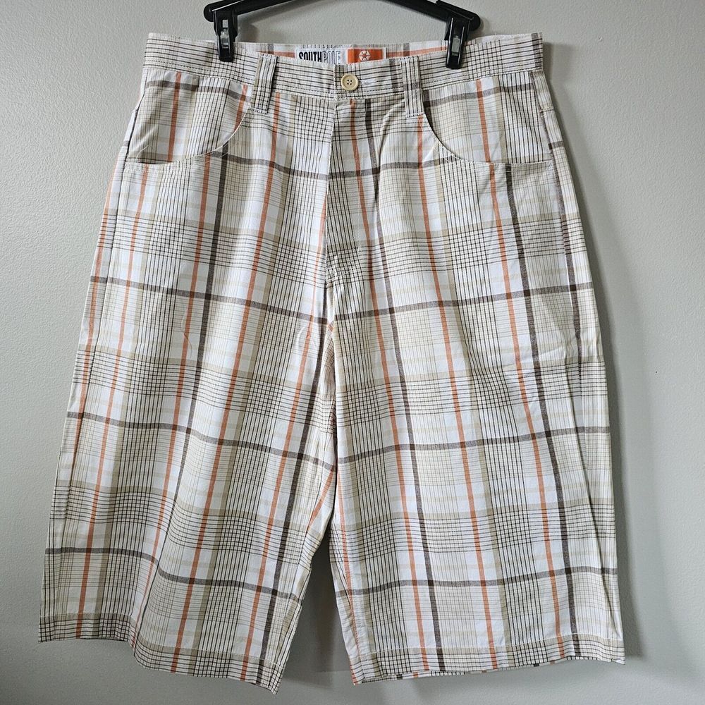 South Pole Vintage Shorts Mens 34 Plaid Skater Street HipHop Baggy Authentic Y2K